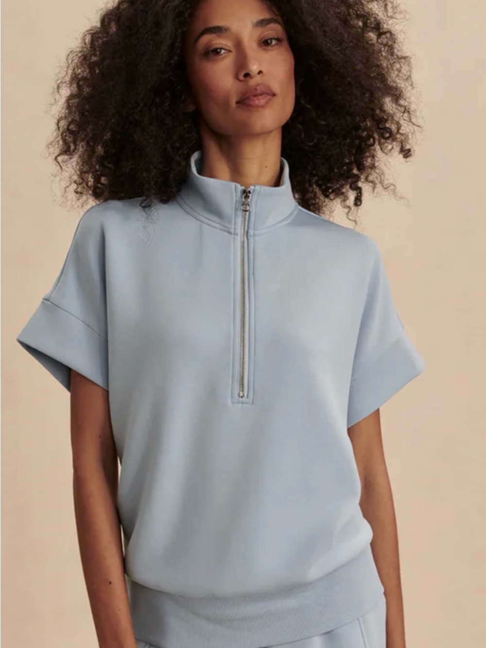 Varley Ritchie Short Sleeve Sweat Size S Cashmere Blue NWT